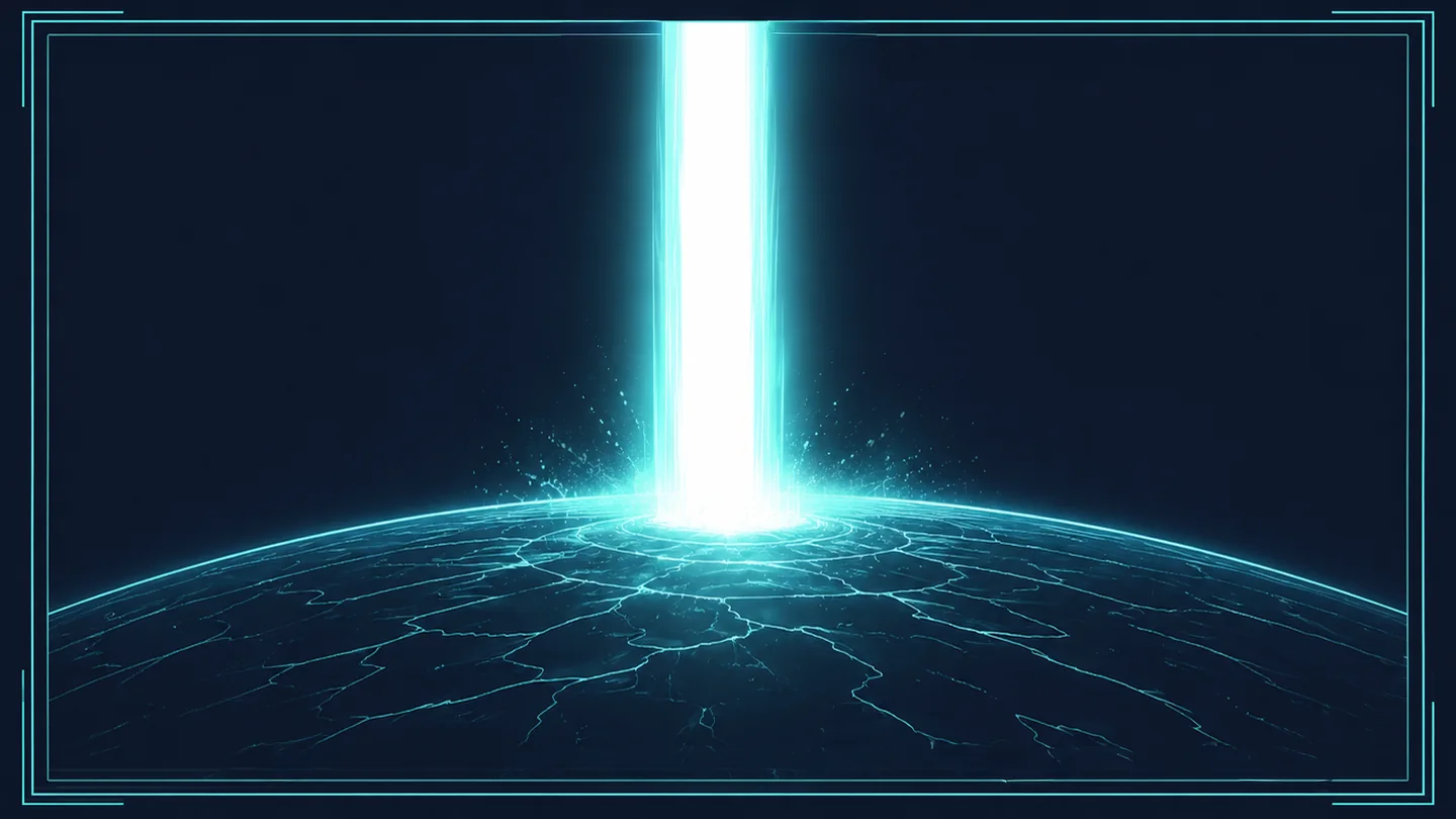 A colossal beam of light reaching the planet